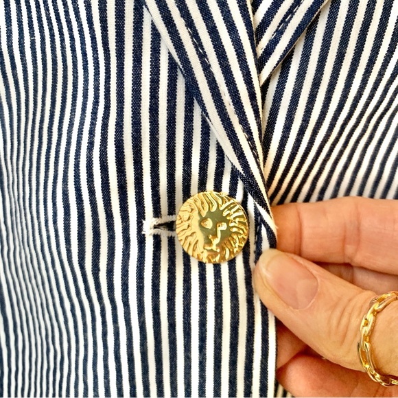 ANNE KLEIN Seersucker Stripe Single Button Front Blazer Sz M - Picture 5 of 16